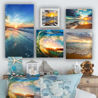 Designart - Coastal and Beach Collection - Coastal Wall Art set of 5 pieces - Blue