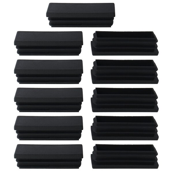 11pcs 20 x 60mm Plastic Rectangle Ribbed Tube Inserts End Cover Cap Furniture Feet Floor Protector
