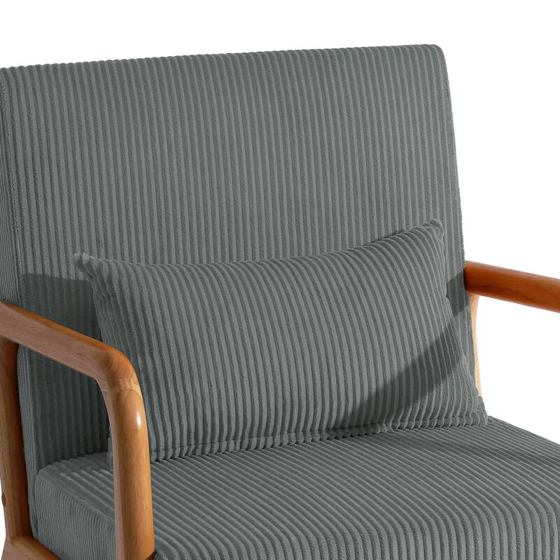 25" W Mid Century Upholstered Wood Accent Chair with Pillow