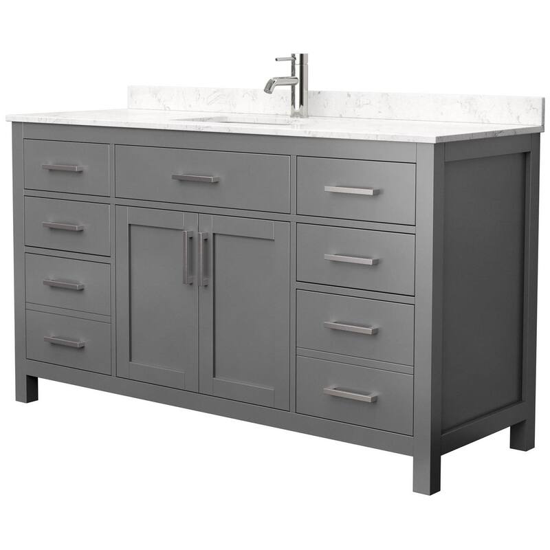 Wyndham Collection WCG242460SCCUNSMXX Beckett 60" Free Standing Single - Dark Gray / Carrara Cultured Marble Top / Brushed - Steel Finish