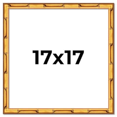 17x17 Frame Gold Bamboo Picture Frame - Modern Photo Frame Includes UV