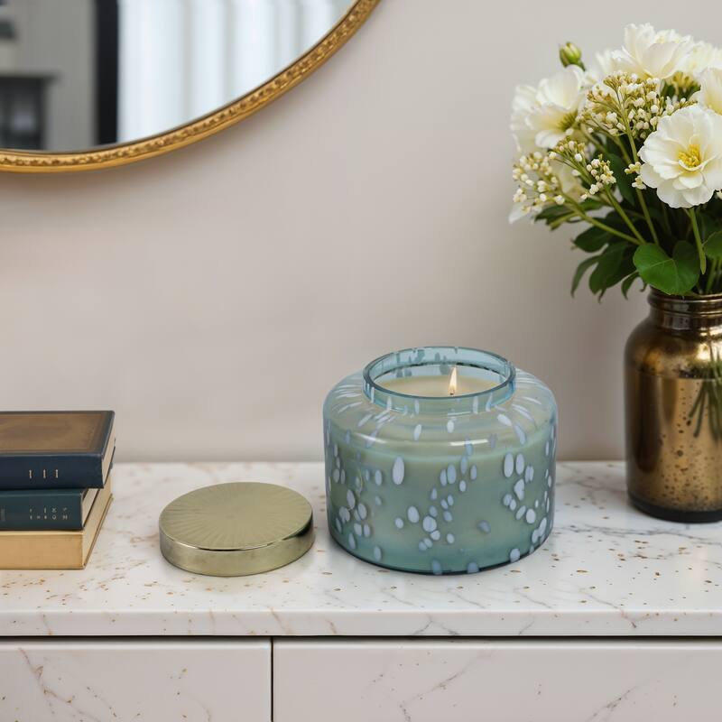 Decorative Glass Jar Candle with Metal Speckled Lid - 7" x 7" x 6"