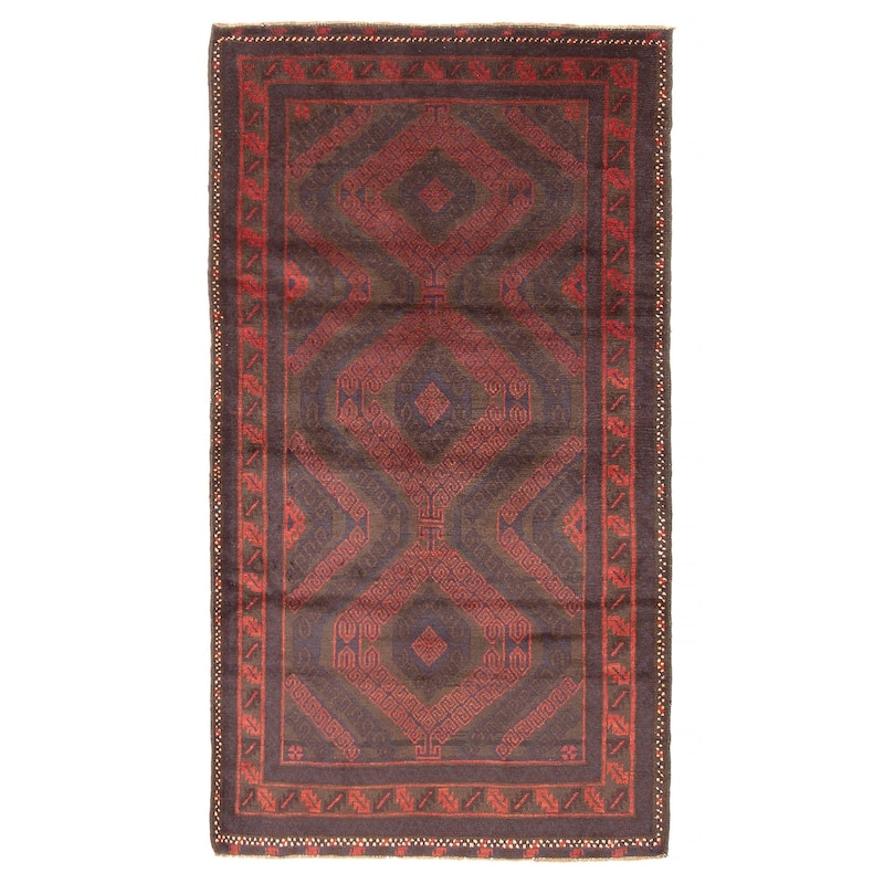 ECARPETGALLERY Hand-knotted Baluch Dark Grey Wool Rug - 3'8 x 6'5 - Dark Grey - 3'8 x 6'5