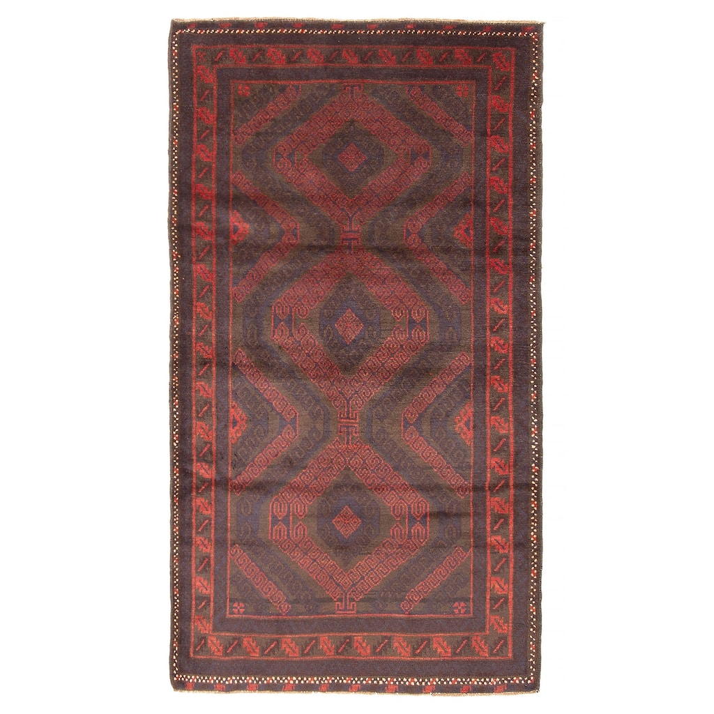 ECARPETGALLERY Hand-knotted Baluch Dark Grey Wool Rug - 3'8 x 6'5