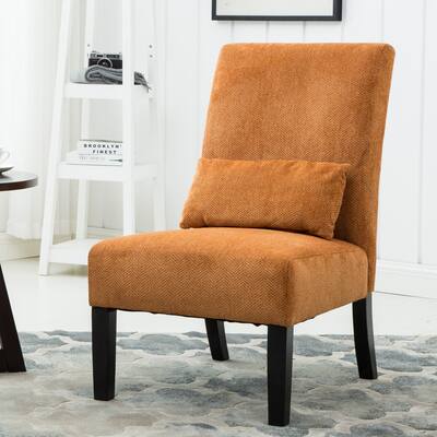 Contemporary Chenille Fabric Armless Accent Chair with Pillow, for Living Room