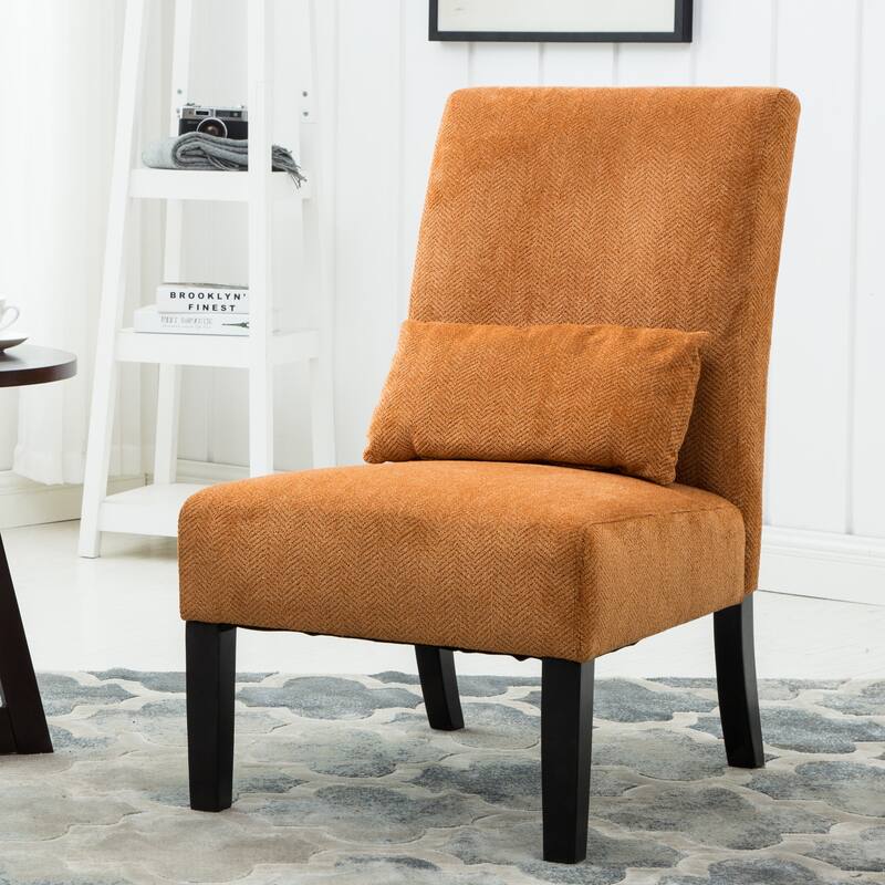 Porch & Den Vista Armless Chenille Accent Chair w/ Kidney Pillow
