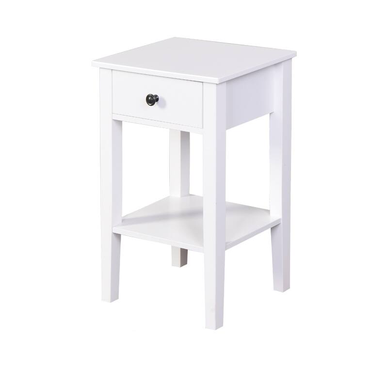 Modern White Nightstand Storage Table with a Drawer