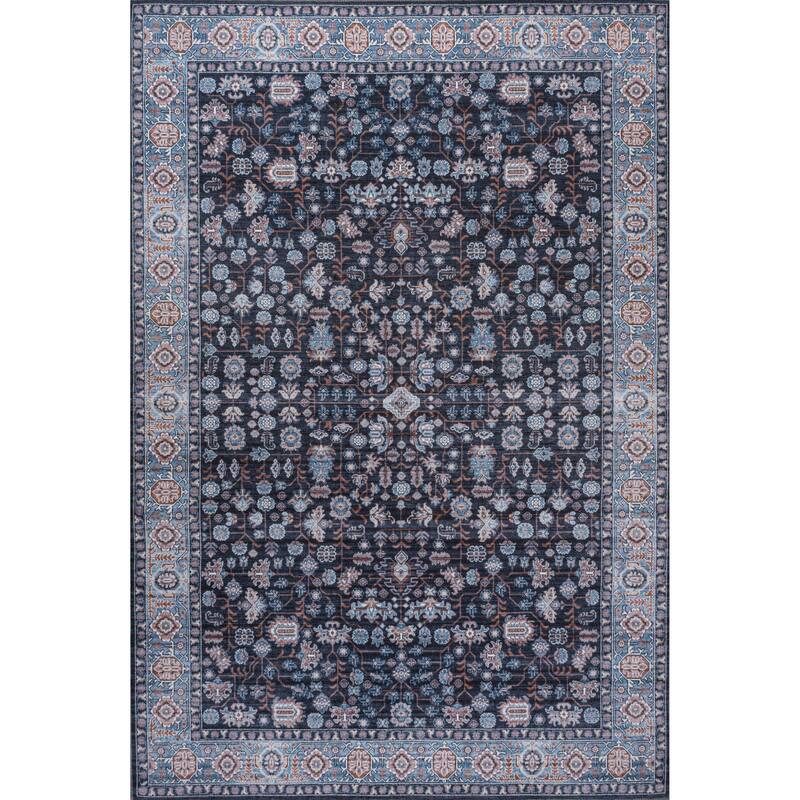 JONATHAN Y Cirali All-Over Persian Machine Washable Area Rug - 5 X 8 - Black/Blue