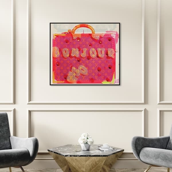 pink and black lv wall decor