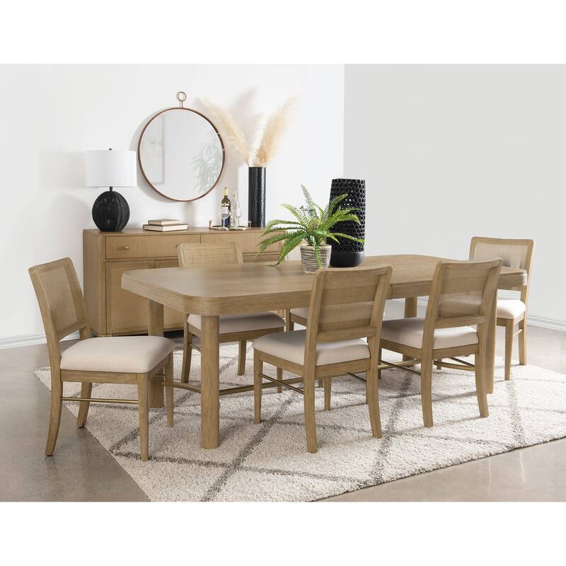 Arini Extension Leaf Dining Table Set Black - 7-Piece - Brown/Beige
