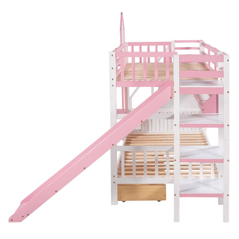 Twin-Over-Twin Castle Style Bunk Bed