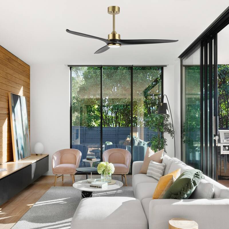 GetLedel 52-in Solid Wood Propeller LED Ceiling Fan with Remote and Light