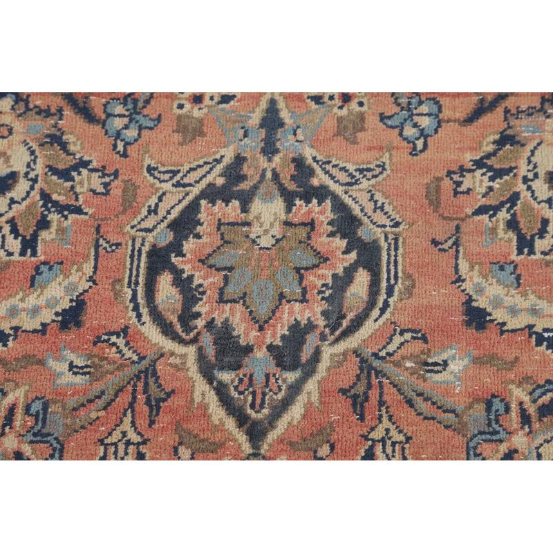 Pink Kashan Persian Large Vintage Area Rug Handmade Wool Carpet - 9'6" x 15'7"