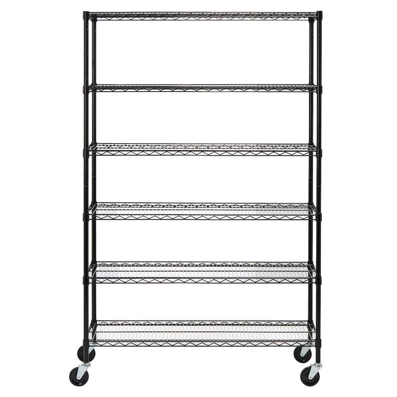 SAFAVIEH Storage Collection Juliet 6 Tier Heavy Duty Commercial Chrome Wire Shelf - 47.6" W x 18" L x 75" H