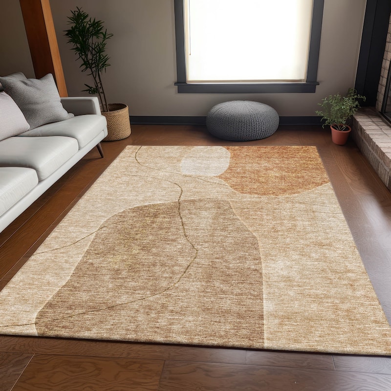 Premium Washable Super Soft Abstract Mod Mayfield Rug - Paprika - 9' x 12' - Rectangle