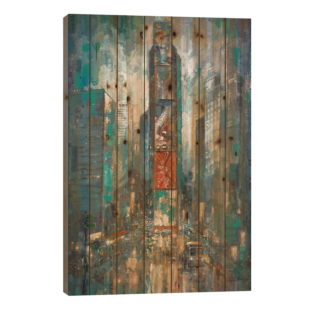 City Of Lights Print On Wood by Ruane Manning - Multi-Color