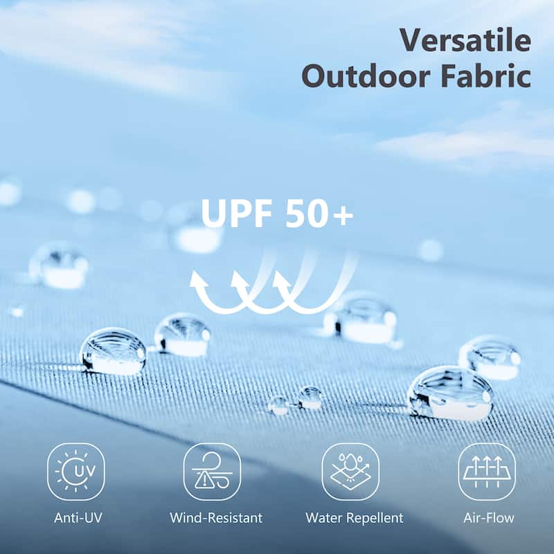 MAISON ARTS 7ft Patio Fringe Umbrella Outdor Tassel Beach Umbrella with Push Botton Tilt UPF50+