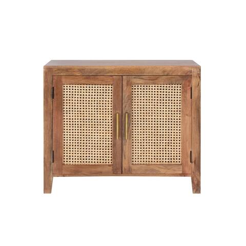 Florence 2-Door Acacia Wooden Cabinet with Cane