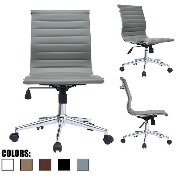 Shop 2xhome Modern Mid Back Leather Office Chair White Armless