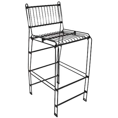 Indoor/Outdoor Modern Metal Wire Bar Stool - Black