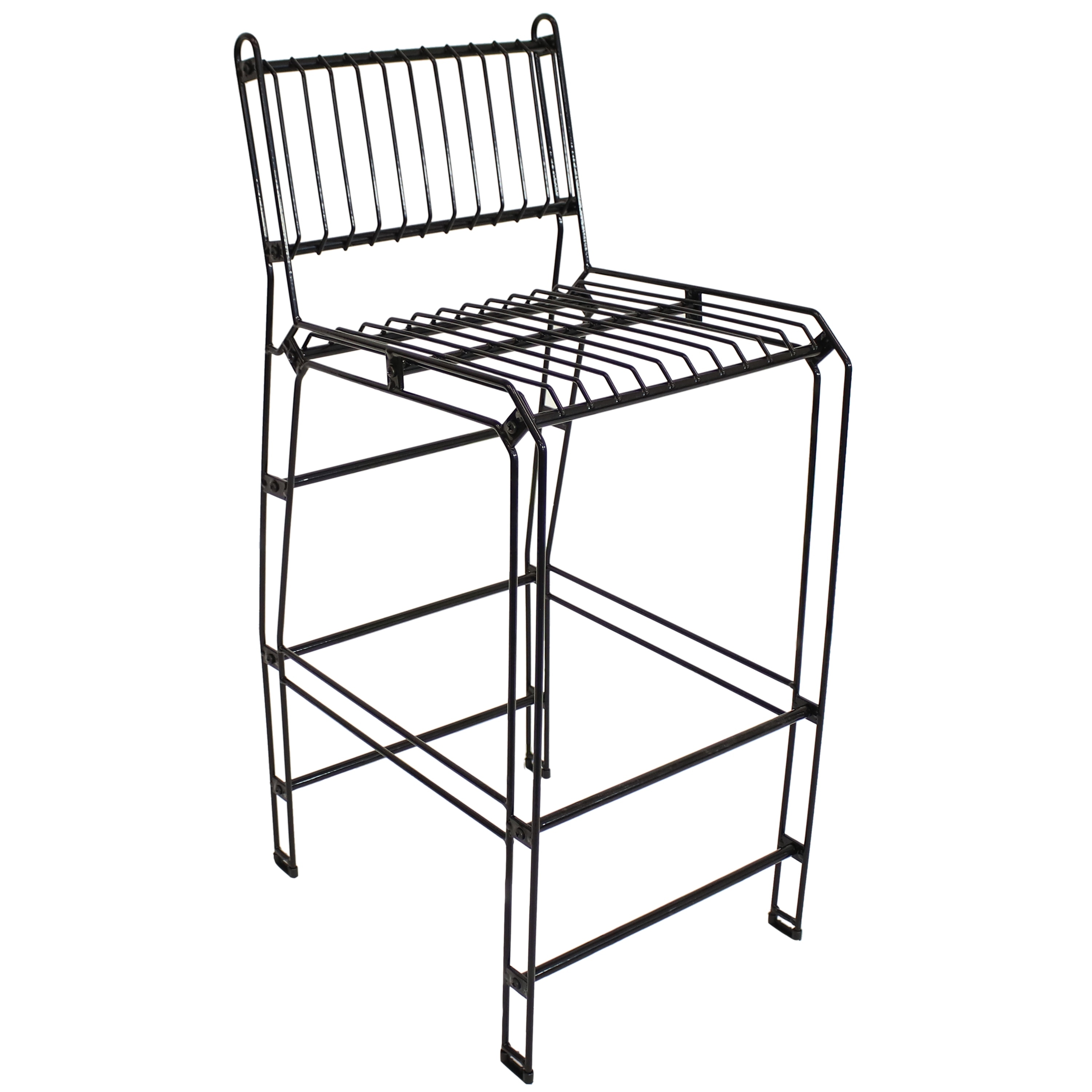 Indoor/Outdoor Modern Metal Wire Bar Stool - Black