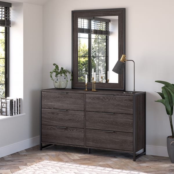 slide 1 of 28, Atria 6 Drawer Dresser with Mirror by Bush Furniture Charcoal Gray
