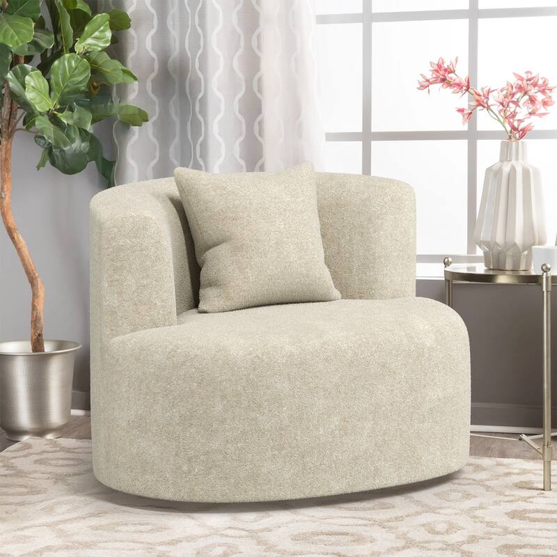 Accent Chair with Pillow, Modern Living Room Chairs - White