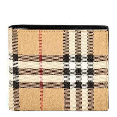 Burberry Men's Check Bifold Wallet with Coin Pocket