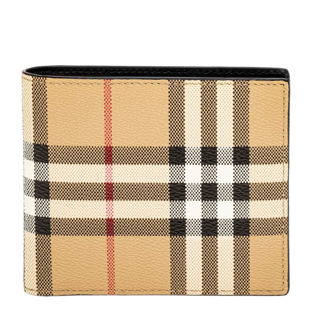 Burberry Men's Check Bifold Wallet with Coin Pocket
