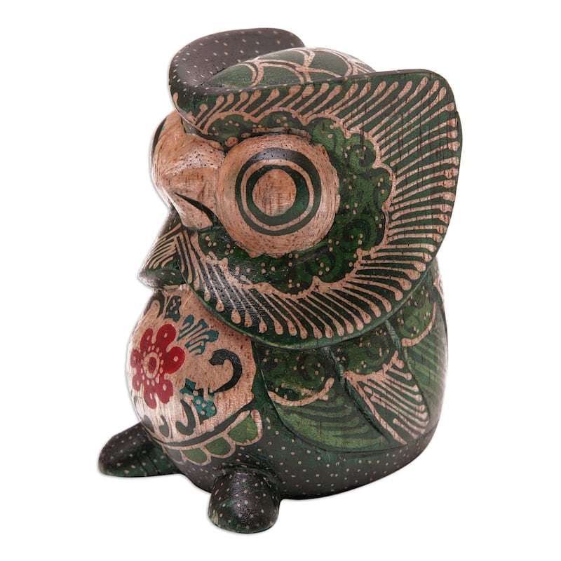 Novica Handmade Midnight Owlet Wood Figurine