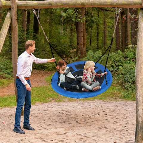 ALEKO Outdoor 47" Saucer Platform Nest Swing with Adjustable Hanging Ropes Blue