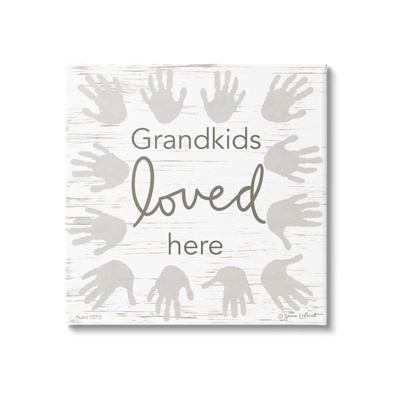 Stupell Grandkids Loved Here Fun Family Grandparents Handprints Canvas Wall Art, Design by Annie LaPoint - 36 x 36