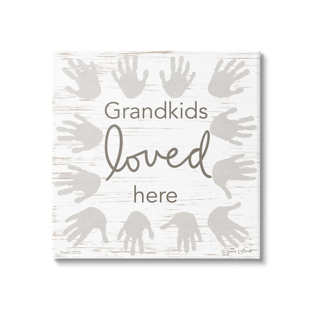Stupell Grandkids Loved Here Fun Family Grandparents Handprints Canvas Wall Art, Design by Annie LaPoint