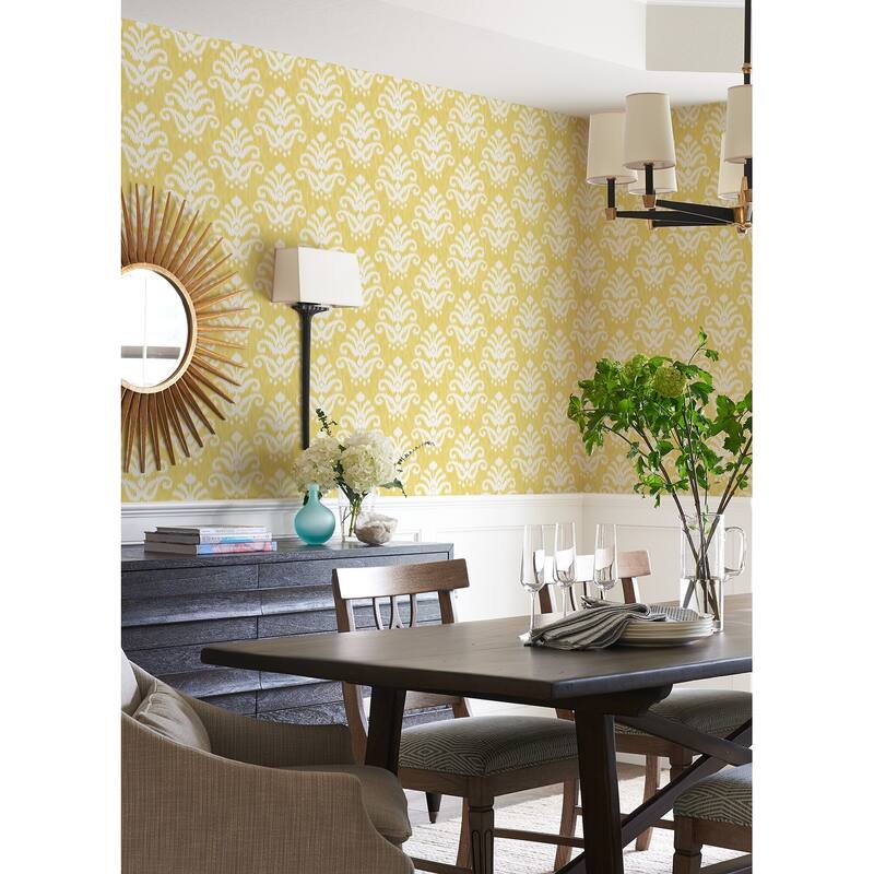 A-Street Prints Keaton Yellow Medallion Wallpaper