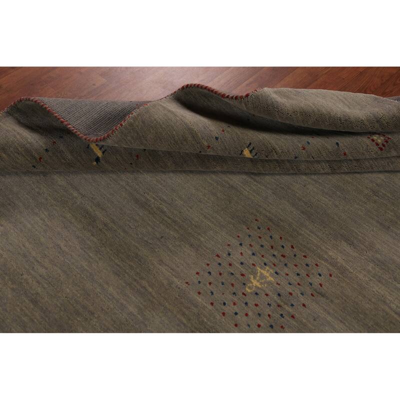 Gabbeh Oriental Area Rug Hand-Knotted Wool Carpet - 8'0" x 9'11"