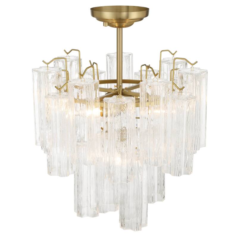 Artcraft Sophia 5-Light Semi Flush Mount - Brass with Tronchi Style Clear Glassware Shade