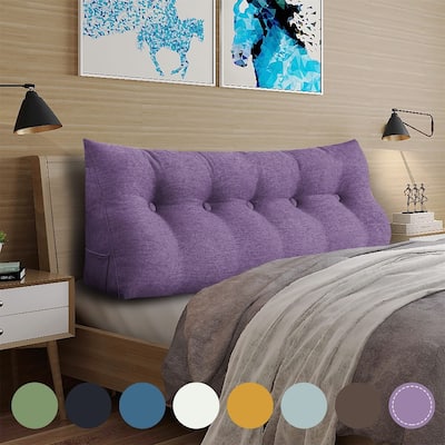 WOWMAX Bed Rest Wedge Reading Pillow Purple Linen Blend Soft & Sturdy