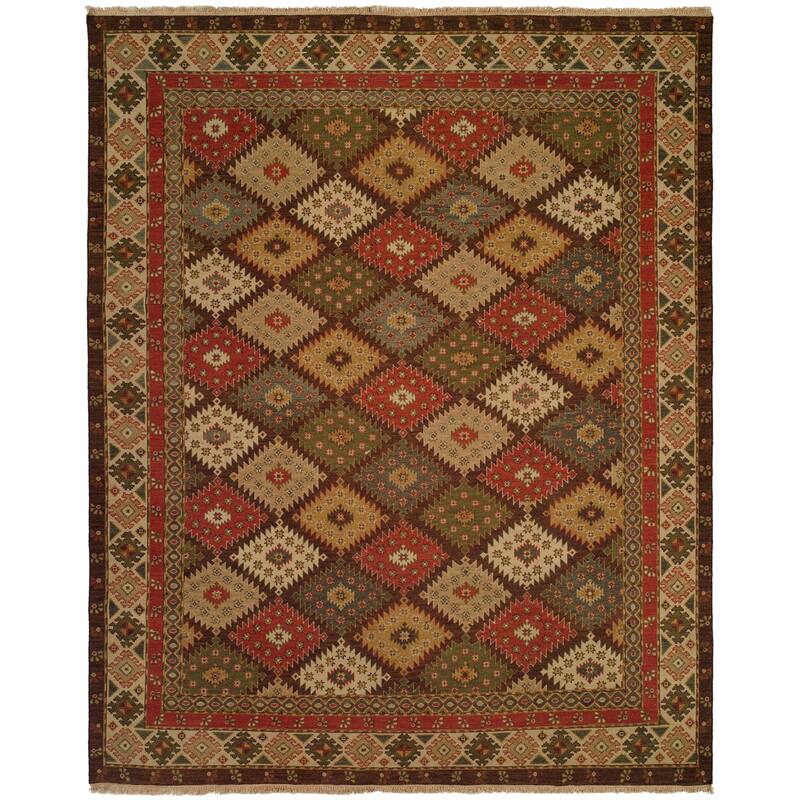Traditional Multi-Colored Flatweave Wool Area Rug - 2'6" x 12' - Multi-Colored