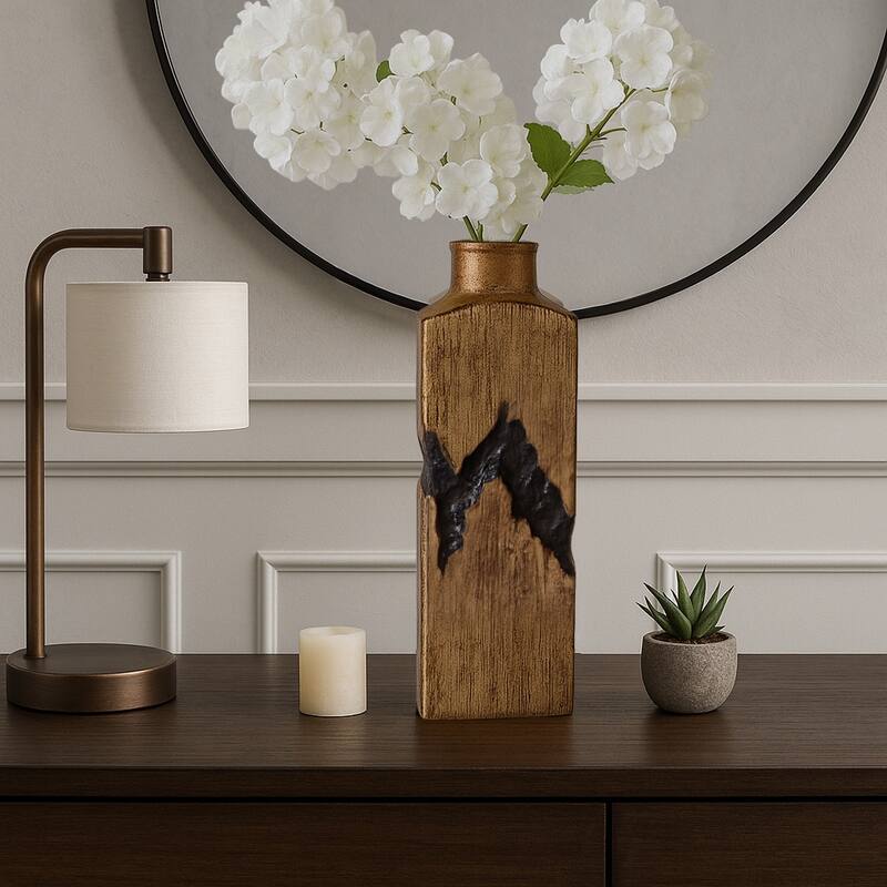 Artistic Table Vase with Fractured Finish for Home Decor