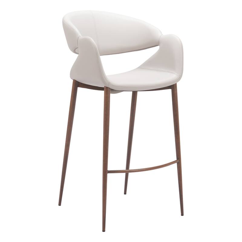 Limay Barstool Beige & Walnut - Beige/Walnut
