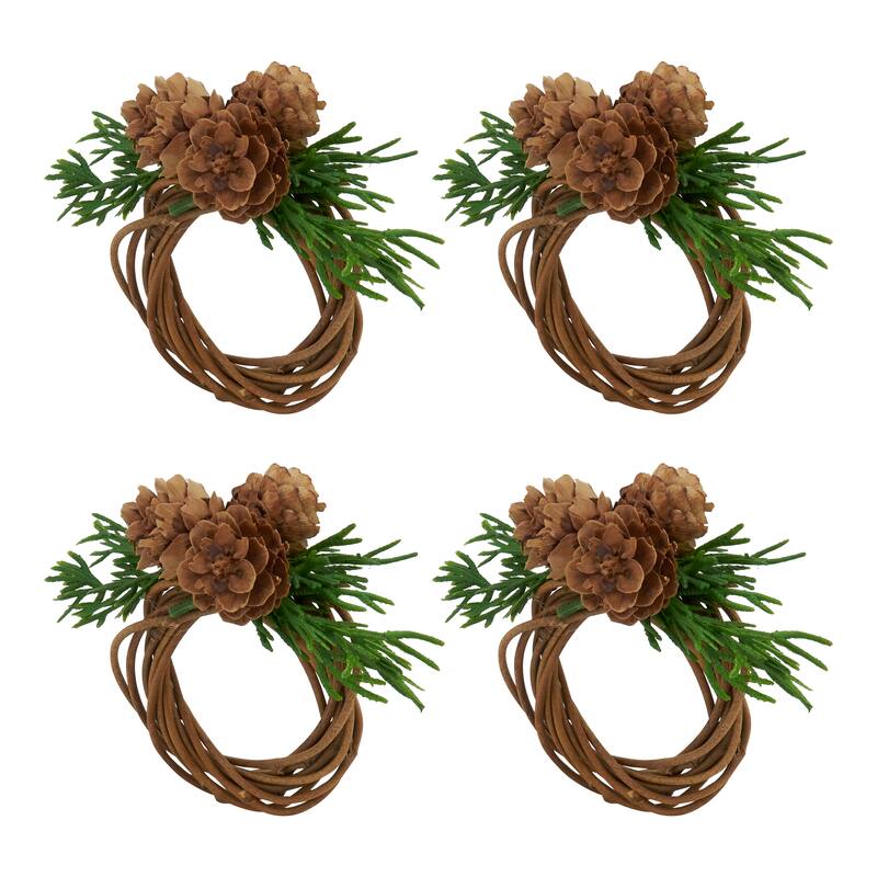 Woodland Wonder Pine Cone Napkin Ring (Set of 4) - Brown