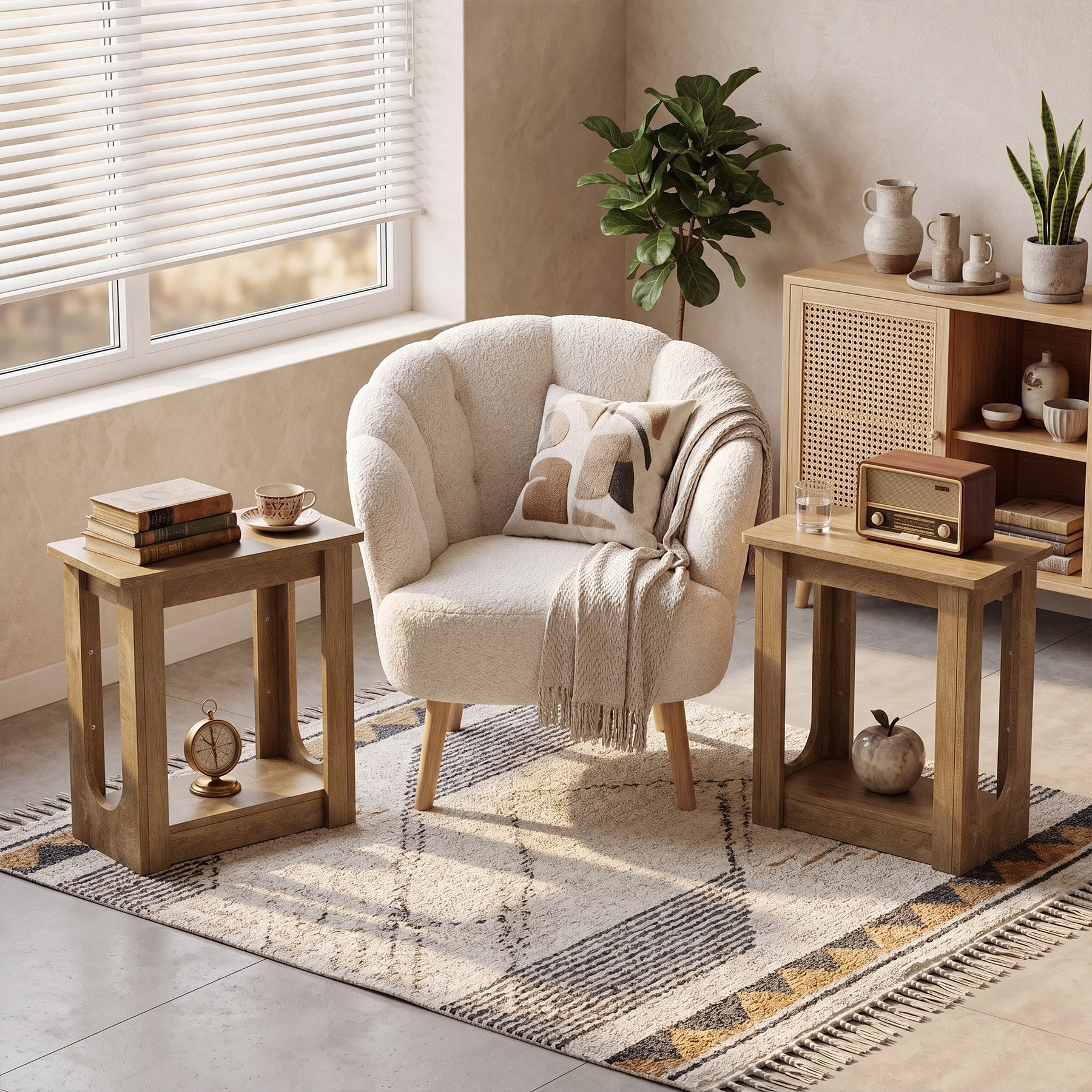 Farmhouse End Table, Narrow Side Table for Living Room