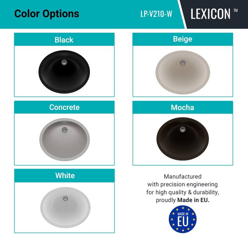 Lexicon Platinum V210 Quartz Composite Oval Vanity Sink - Galaxy White