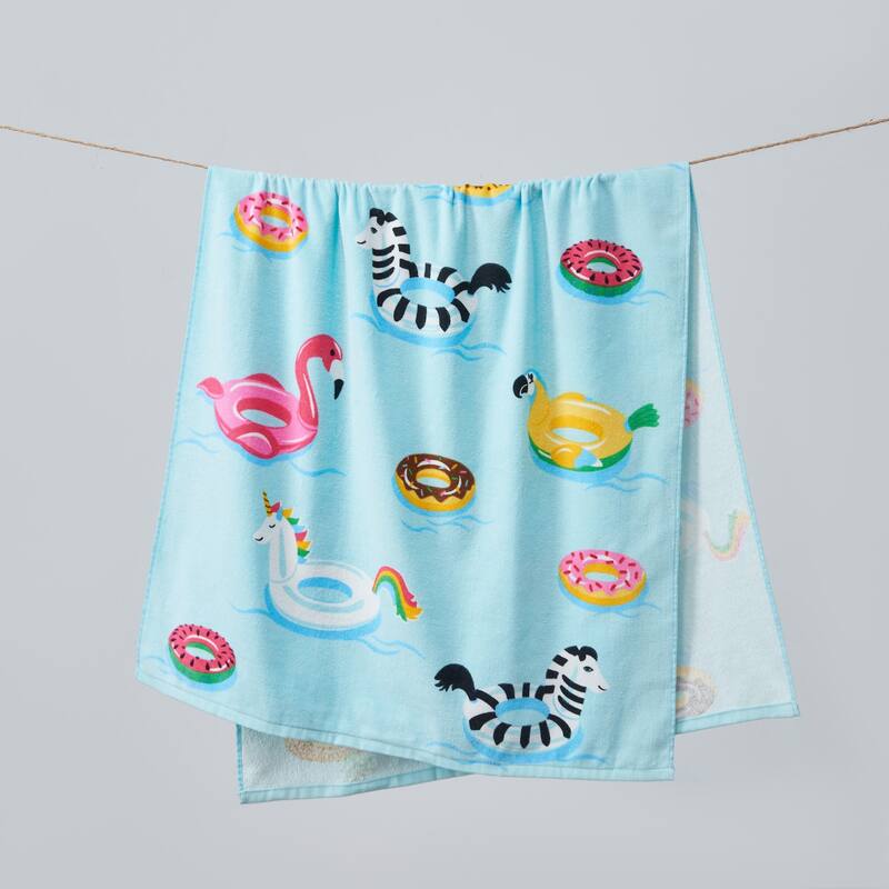 Linery & Co. 100% Cotton Printed Beach Towel for Kids, 30" x 60"