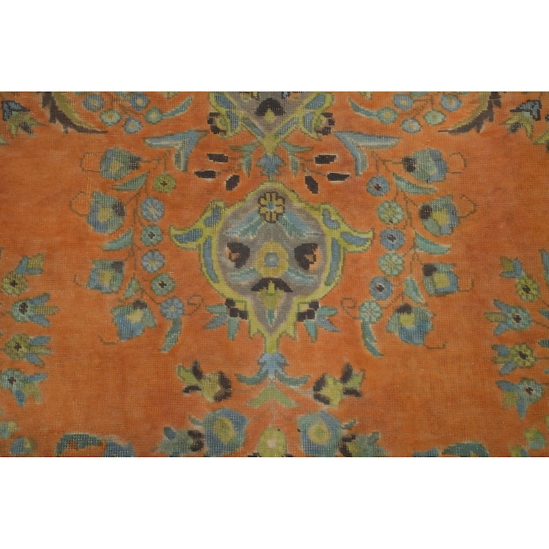 Hand Knotted Oriental 100% Wool Carpet Traditional Floral Oranges & Rust Tabriz Area Rug - 12' 10'' X 9' 10''
