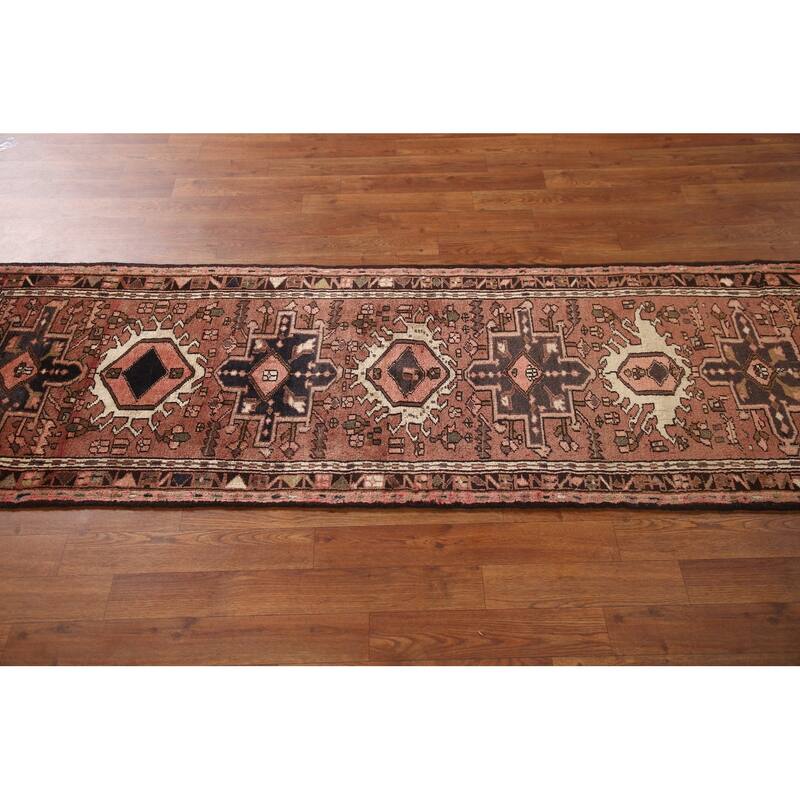 Pink Gharajeh Persian Vintage Runner Rug Handmade Wool Carpet - 2'3"x 6'7"