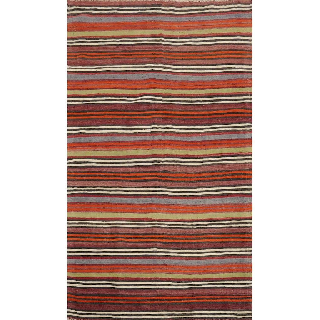 Hand Woven Oriental 100% Wool Carpet Southwestern Geometric Multi-Colored Kilim Area Rug - 9' 0'' X 5' 4''