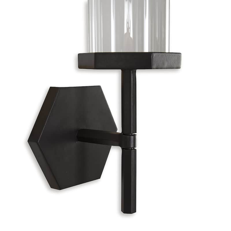 Signature Design by Ashley Teelston Black/Clear Wall Sconce - 6.89"W x 6.77"D x 17.72"H