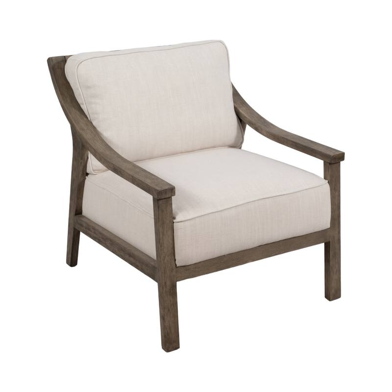 Accent Chair - Polyester with Wood Frame - Ivory, 33" - 33.0"