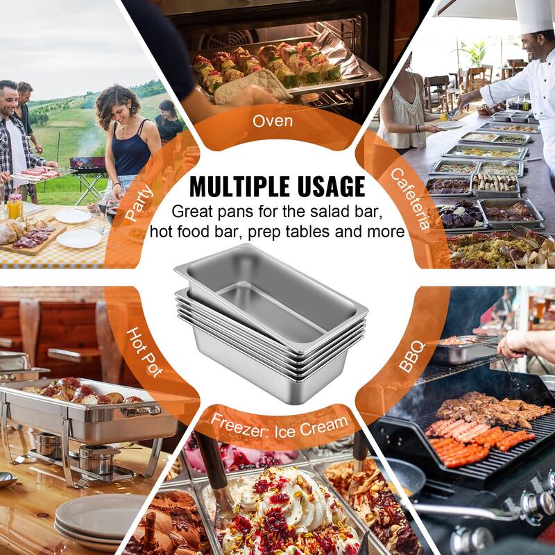 Steam Table Pans Stainless Steel Oven Tray Hotel Pans Anti-Jam Steam Table Food Pan